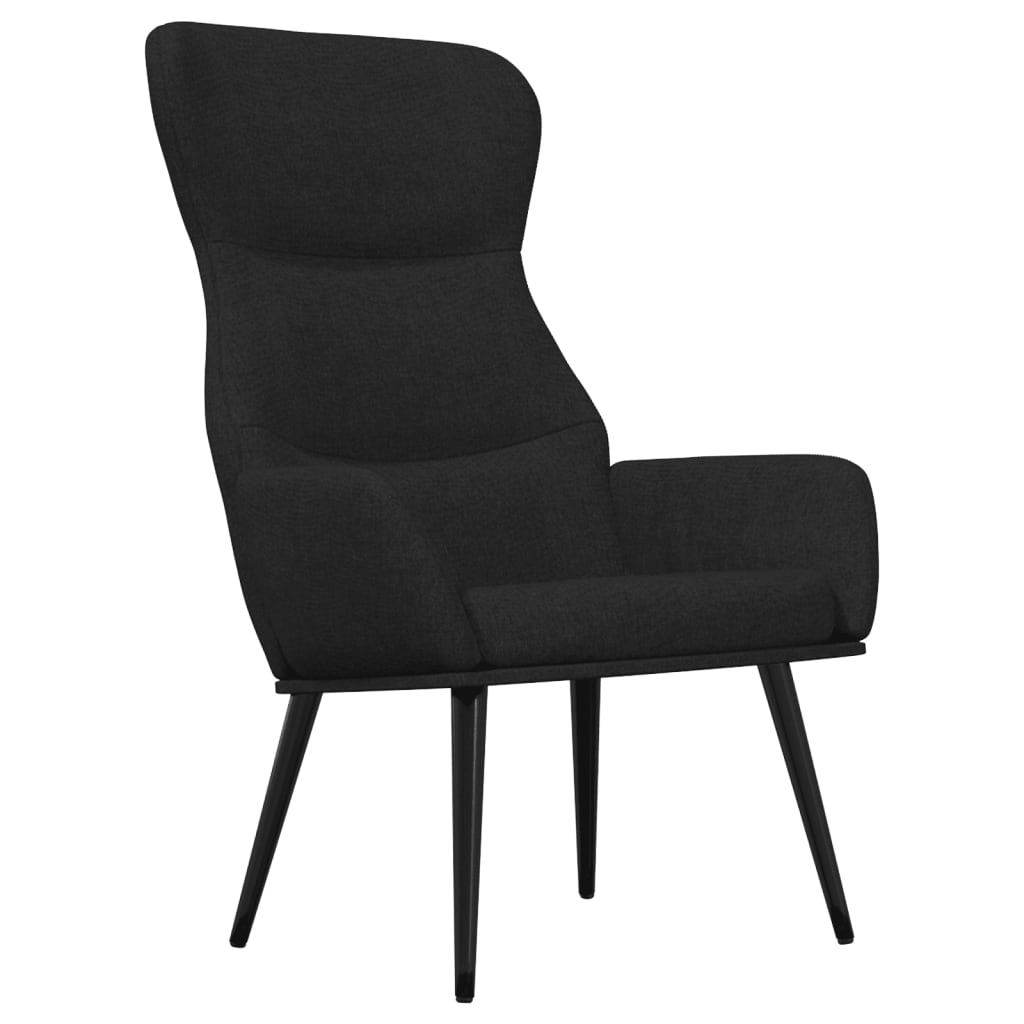vidaXL Relaxsessel mit Hocker Schwarz Stoff