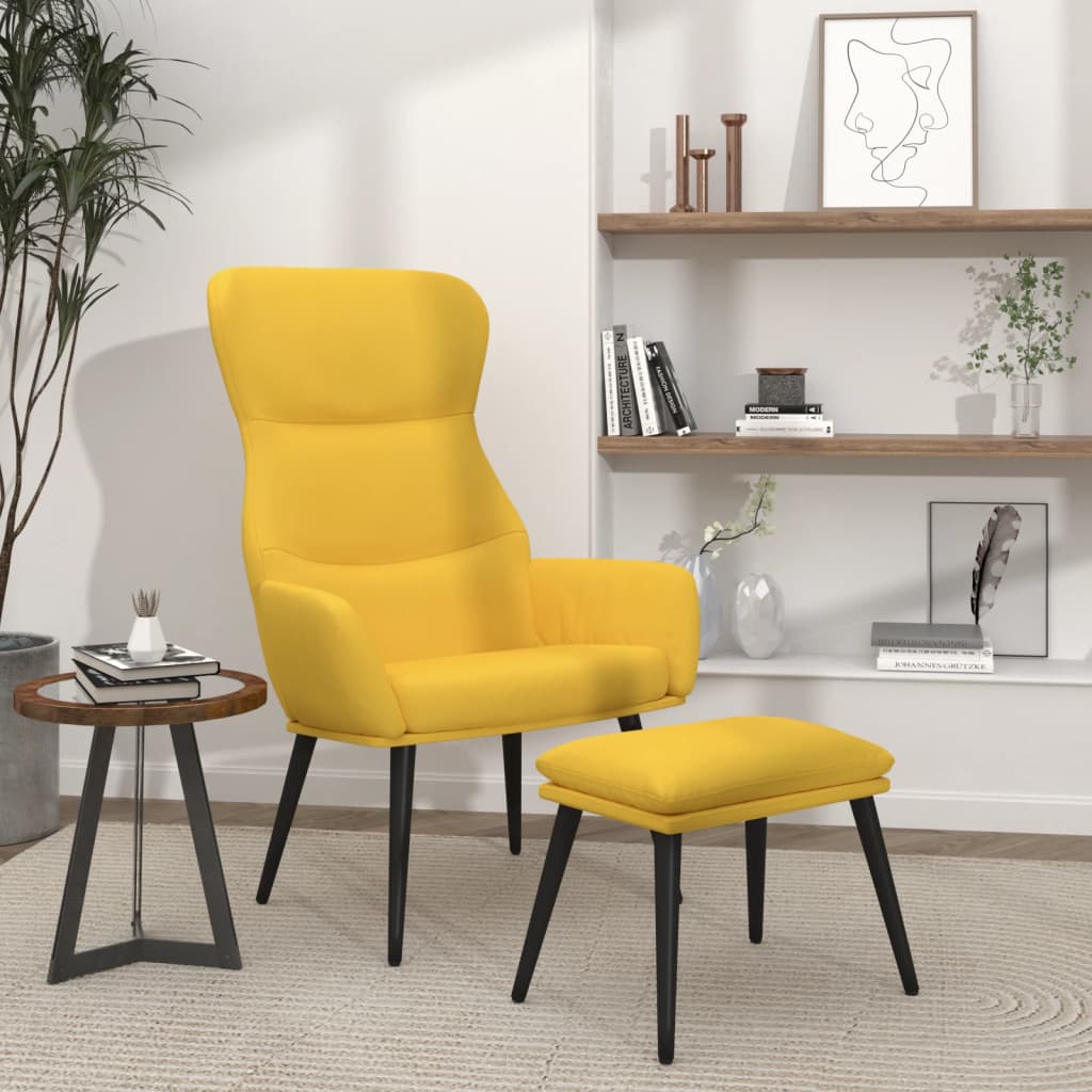 Relaxsessel mit Hocker Schwarz Stoff