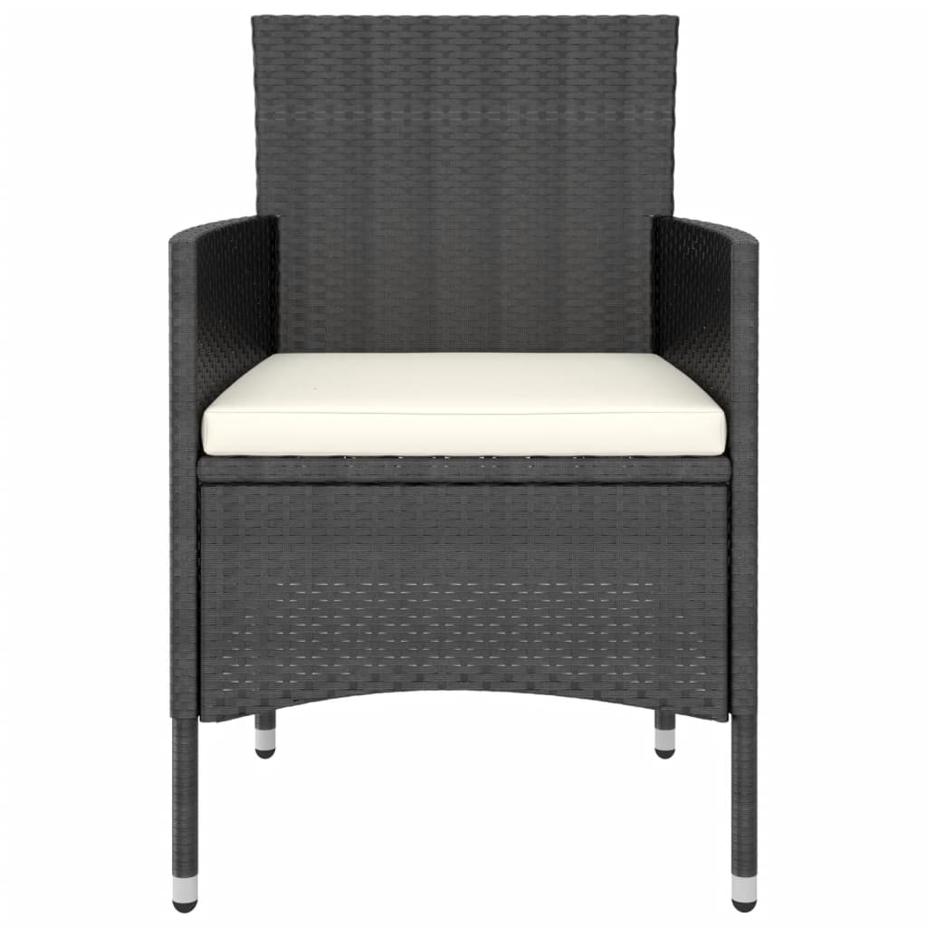 3-tlg. Garten-Essgruppe Poly Rattan Schwarz