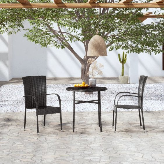 3-tlg. Garten-Essgruppe Poly Rattan Braun
