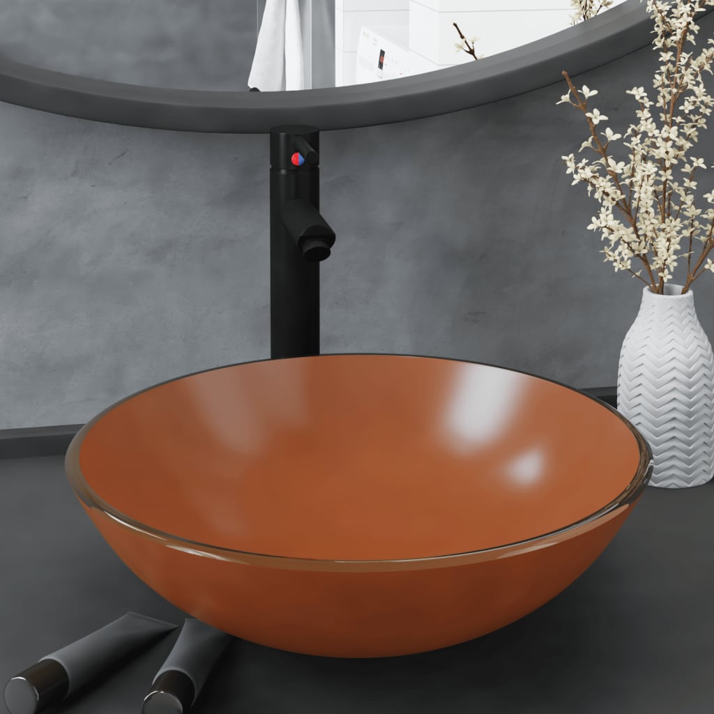 vidaXL Waschbecken gehärtetes Glas 42 cm transparent