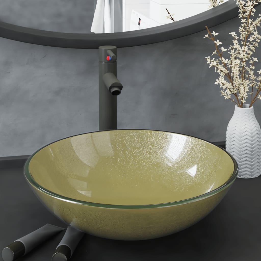 vidaXL Waschbecken gehärtetes Glas 42 cm transparent