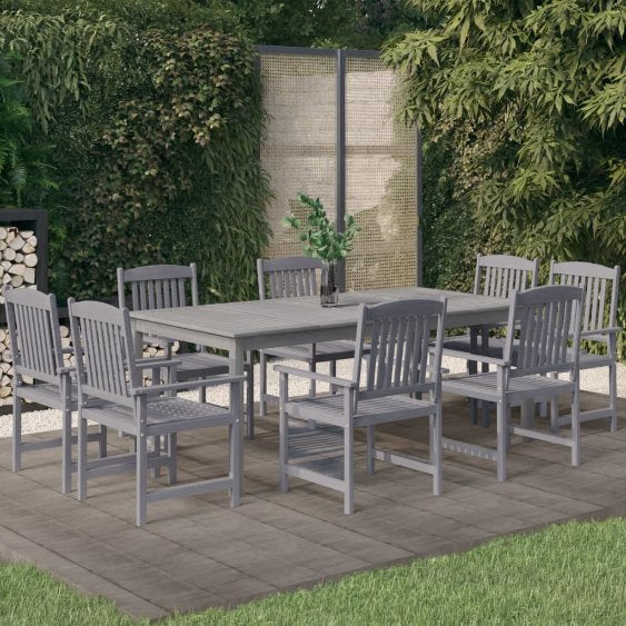 7-tlg. Garten-Essgruppe Massivholz Akazie Grau