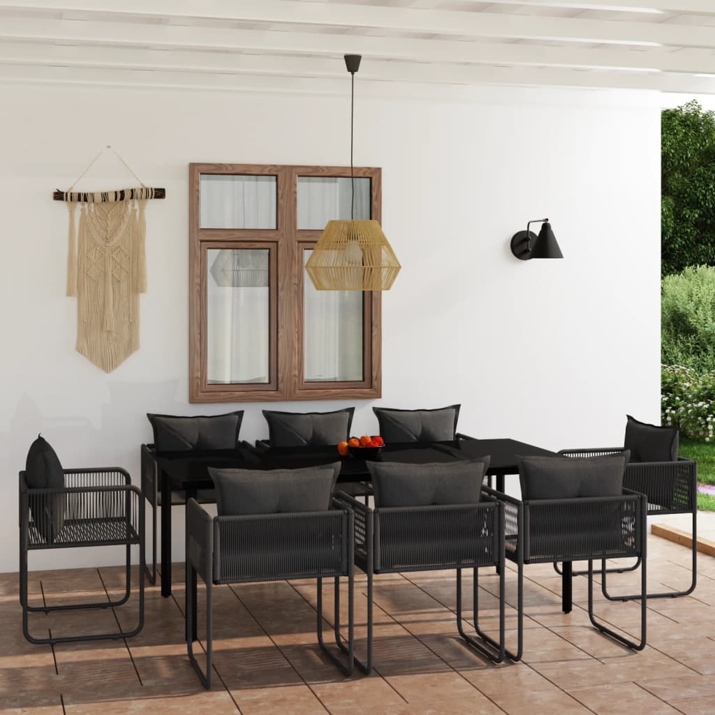 3-tlg. Garten-Essgruppe Schwarz