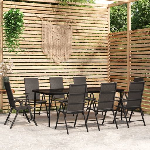 3-tlg. Garten-Essgruppe Schwarz