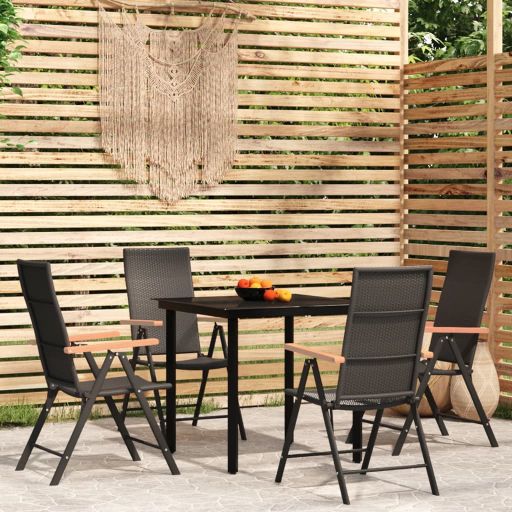 3-tlg. Garten-Essgruppe Schwarz