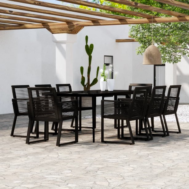 3-tlg. Garten-Essgruppe Schwarz