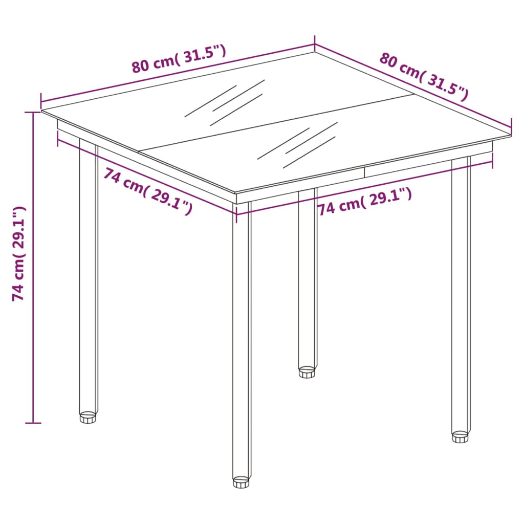3-tlg. Garten-Essgruppe Schwarz PVC Rattan