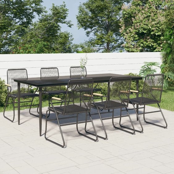 3-tlg. Garten-Essgruppe Schwarz PVC Rattan
