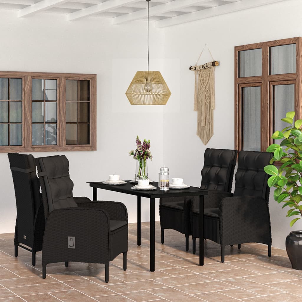 3-tlg. Garten-Essgruppe mit Kissen Schwarz