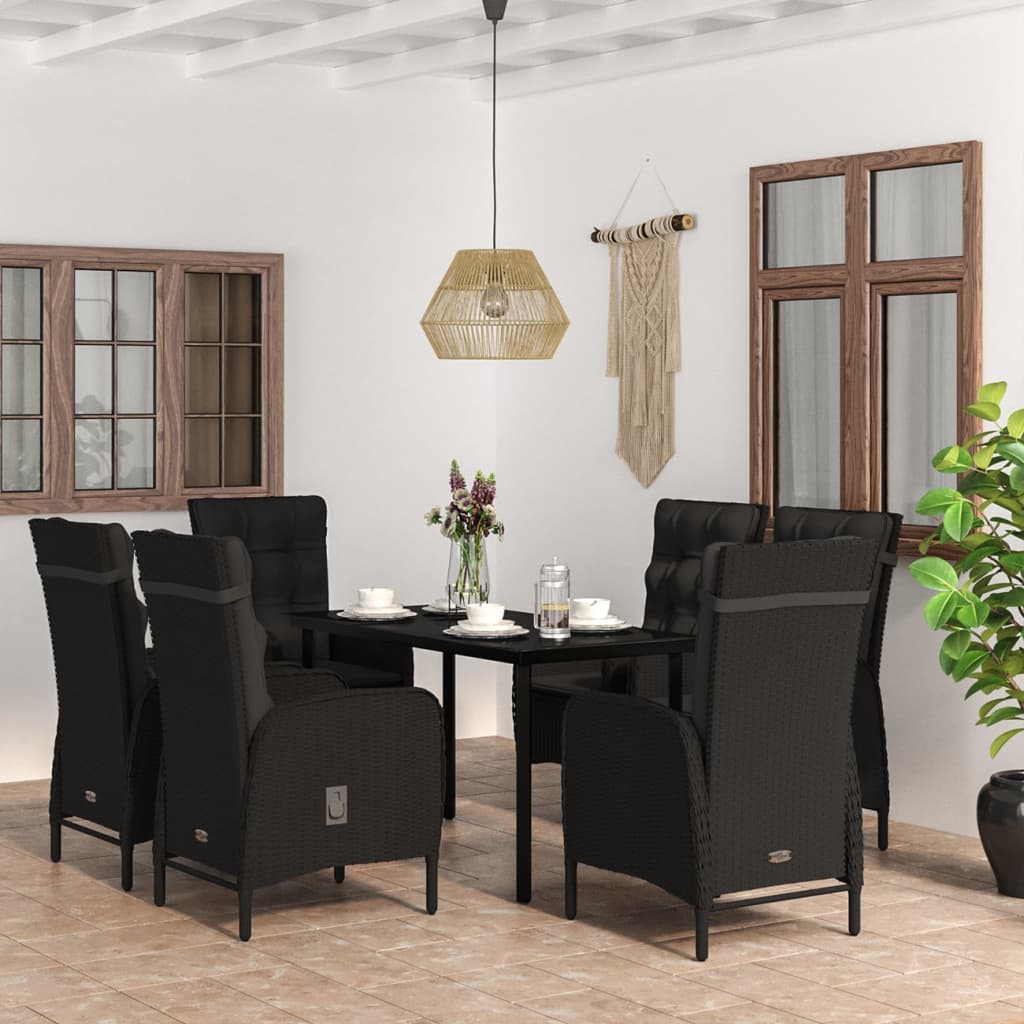 3-tlg. Garten-Essgruppe mit Kissen Schwarz