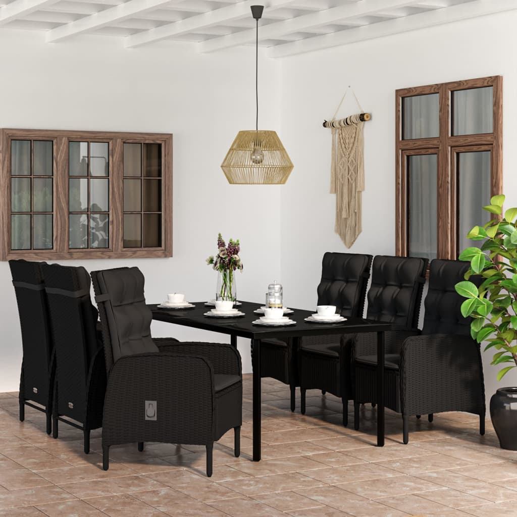 3-tlg. Garten-Essgruppe mit Kissen Schwarz