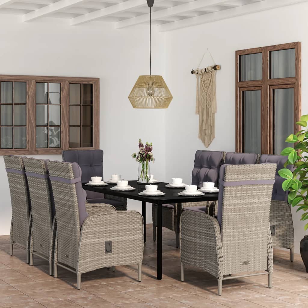 3-tlg. Garten-Essgruppe mit Kissen Schwarz