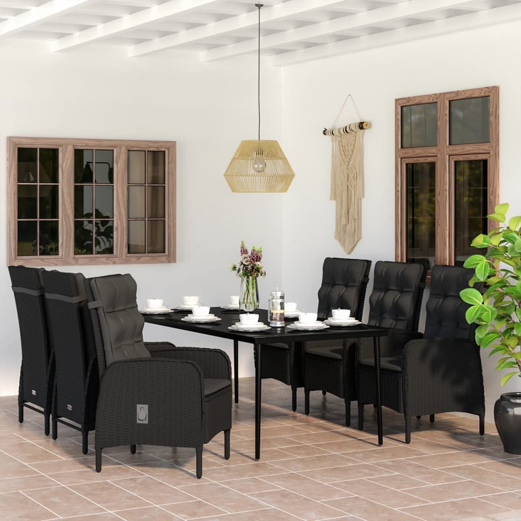 3-tlg. Garten-Essgruppe mit Kissen Schwarz