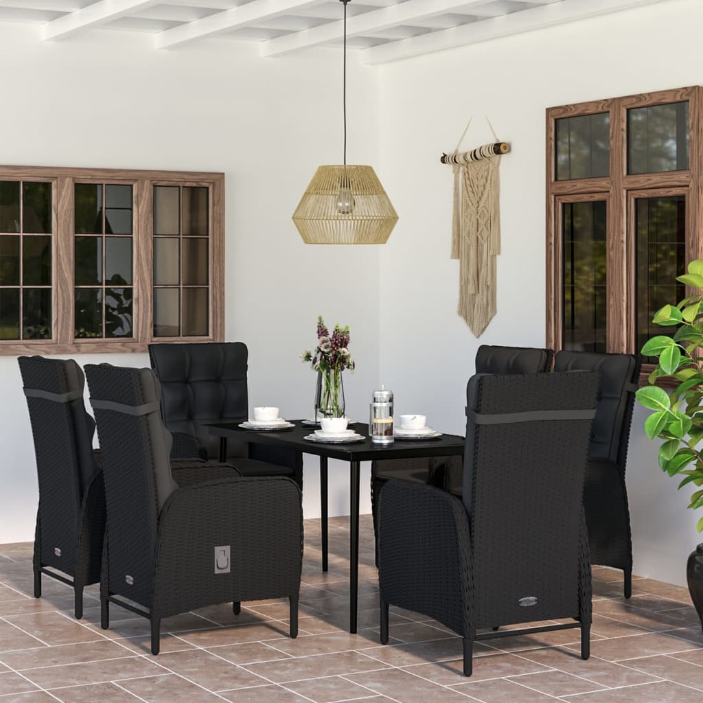 3-tlg. Garten-Essgruppe mit Kissen Schwarz