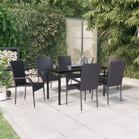 3-tlg. Garten-Essgruppe Schwarz