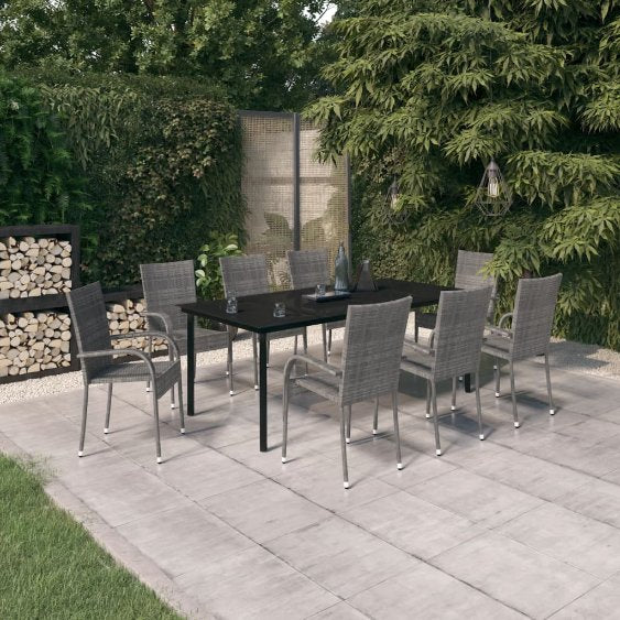 3-tlg. Garten-Essgruppe Schwarz