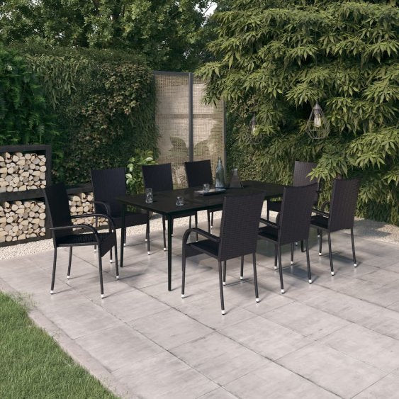 3-tlg. Garten-Essgruppe Schwarz