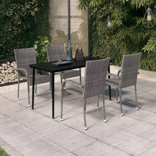 3-tlg. Garten-Essgruppe Schwarz