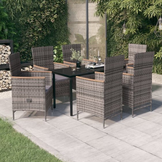 3-tlg. Garten-Essgruppe mit Kissen Schwarz