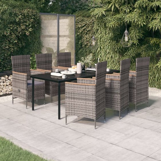 3-tlg. Garten-Essgruppe mit Kissen Schwarz
