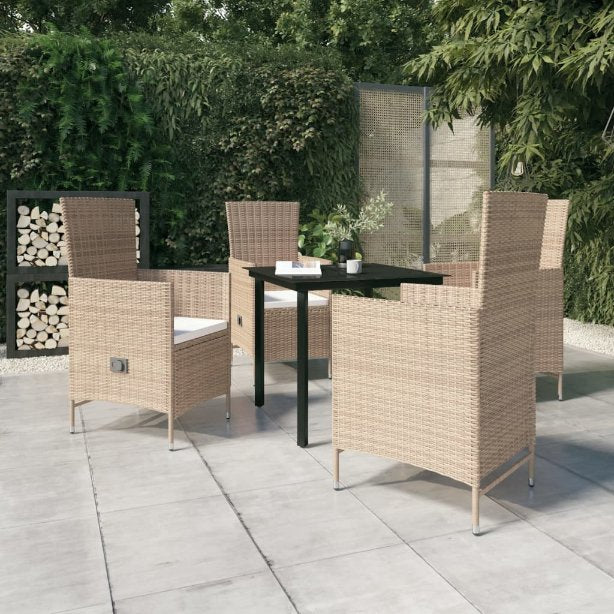 3-tlg. Garten-Essgruppe mit Kissen Schwarz