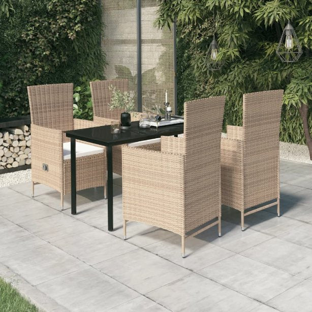3-tlg. Garten-Essgruppe mit Kissen Schwarz
