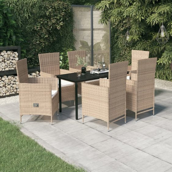 3-tlg. Garten-Essgruppe mit Kissen Schwarz