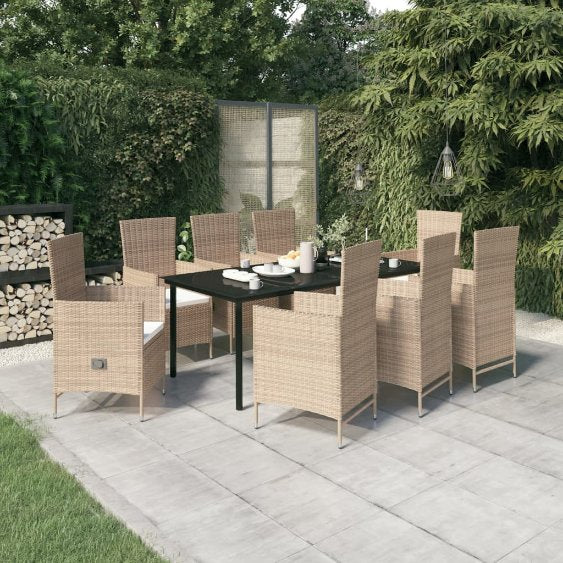 3-tlg. Garten-Essgruppe mit Kissen Schwarz