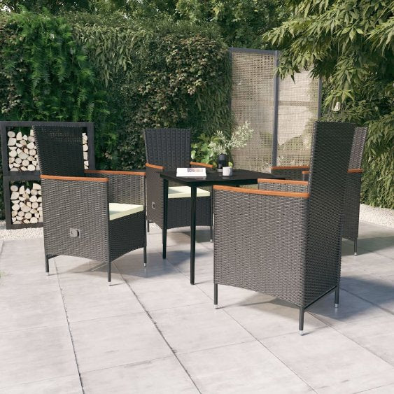 3-tlg. Garten-Essgruppe mit Kissen Schwarz