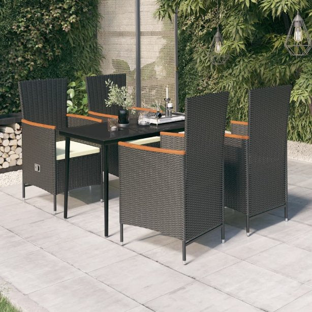 3-tlg. Garten-Essgruppe mit Kissen Schwarz