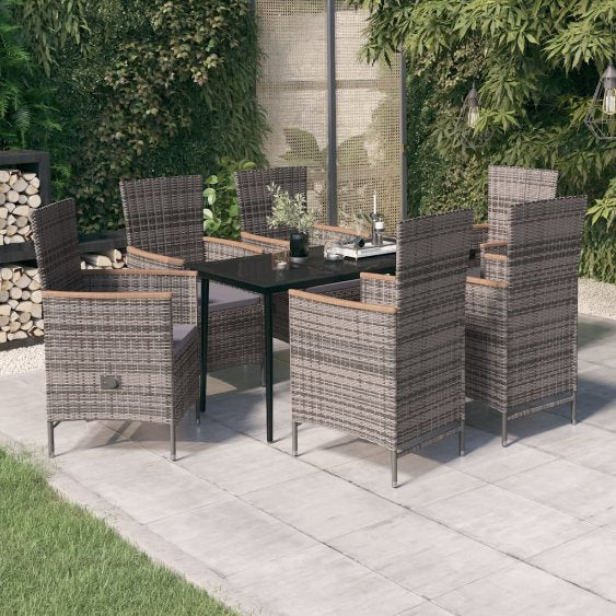 3-tlg. Garten-Essgruppe mit Kissen Schwarz