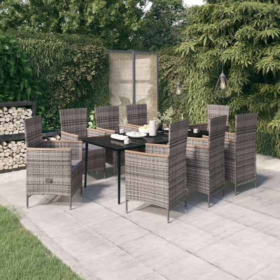 3-tlg. Garten-Essgruppe mit Kissen Schwarz