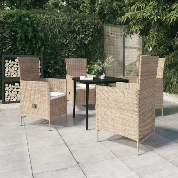 3-tlg. Garten-Essgruppe mit Kissen Schwarz