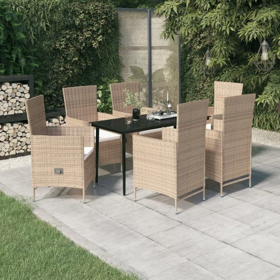 3-tlg. Garten-Essgruppe mit Kissen Schwarz