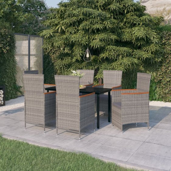 7-tlg. Garten-Essgruppe mit Kissen Schwarz