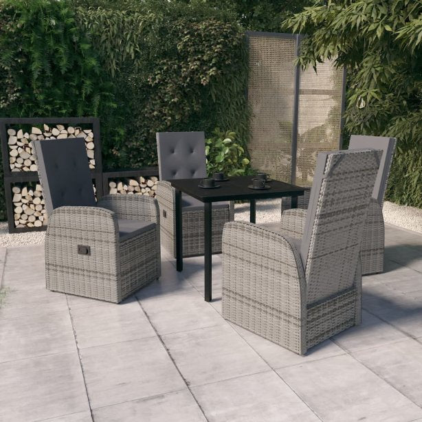 3-tlg. Garten-Essgruppe mit Kissen Grau