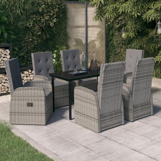 3-tlg. Garten-Essgruppe mit Kissen Grau