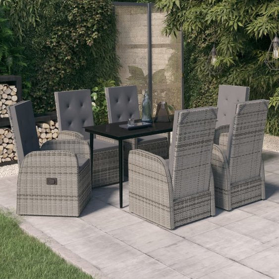 3-tlg. Garten-Essgruppe mit Kissen Grau