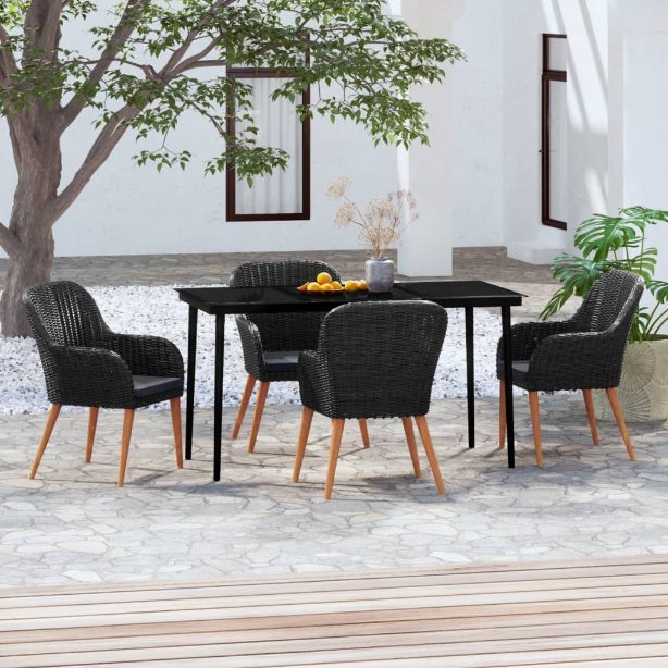 3-tlg. Garten-Essgruppe mit Kissen Schwarz