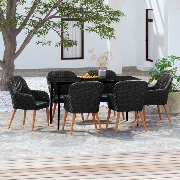 3-tlg. Garten-Essgruppe mit Kissen Schwarz