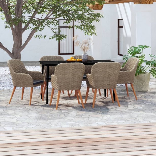 3-tlg. Garten-Essgruppe mit Kissen Schwarz