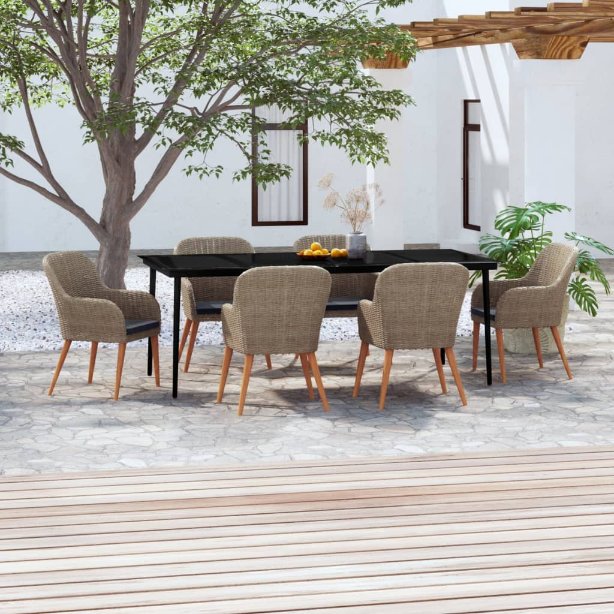 3-tlg. Garten-Essgruppe mit Kissen Schwarz