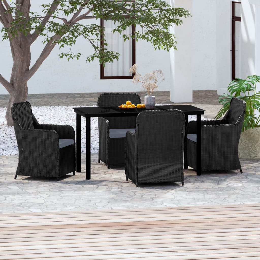 3-tlg. Garten-Essgruppe mit Kissen Schwarz