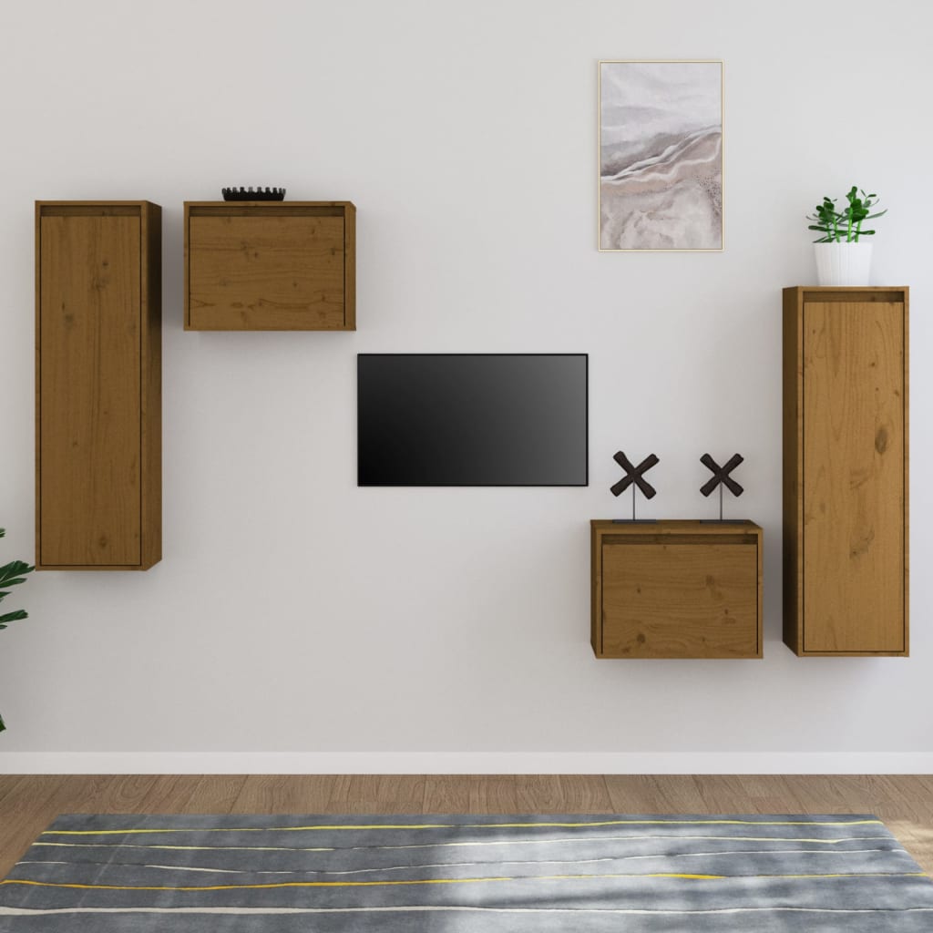 TV-Schränke 4 Stk. Massivholz Kiefer