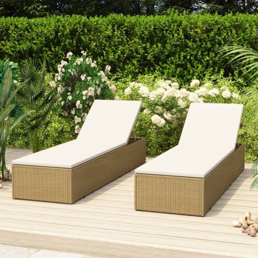 vidaXL Sonnenliege Poly Rattan Braun und Dunkelgrau