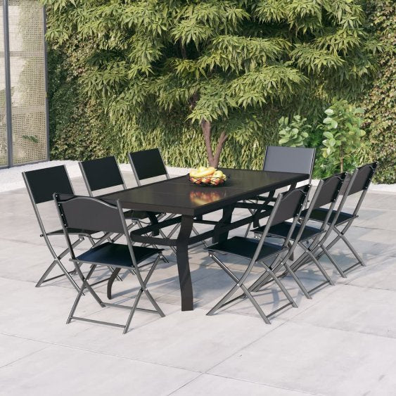 7-tlg. Garten-Essgruppe Grau und Schwarz
