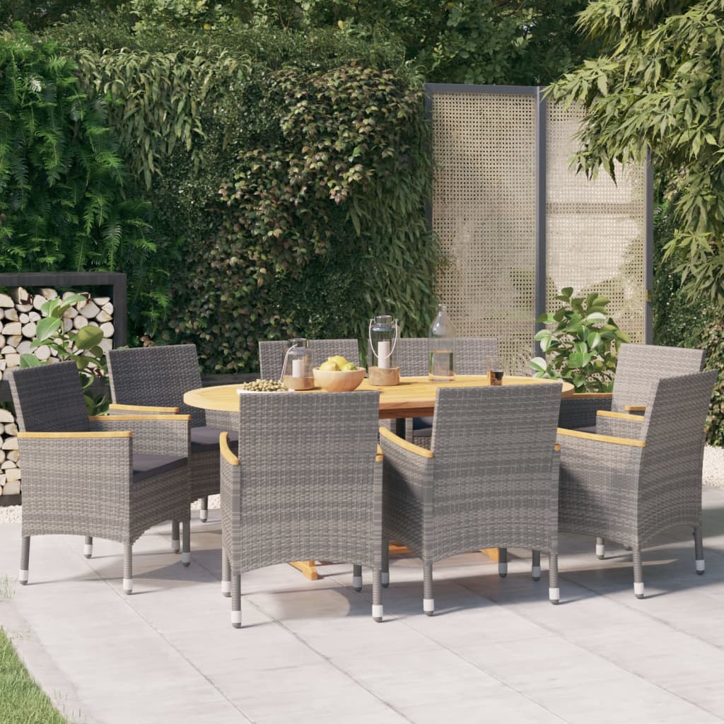 7-tlg. Garten-Essgruppe mit Kissen Grau