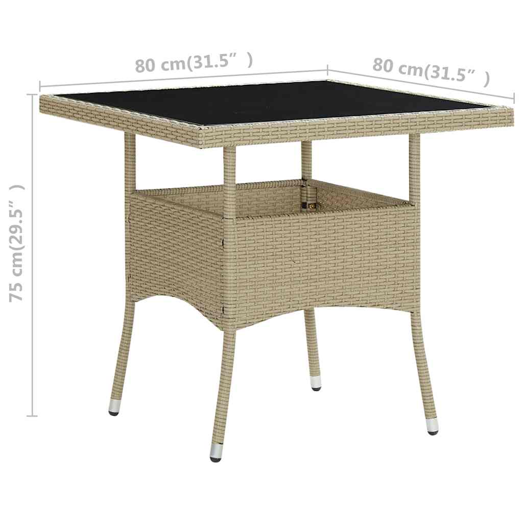 vidaXL Garten-Esstisch Beige Poly Rattan und Glas