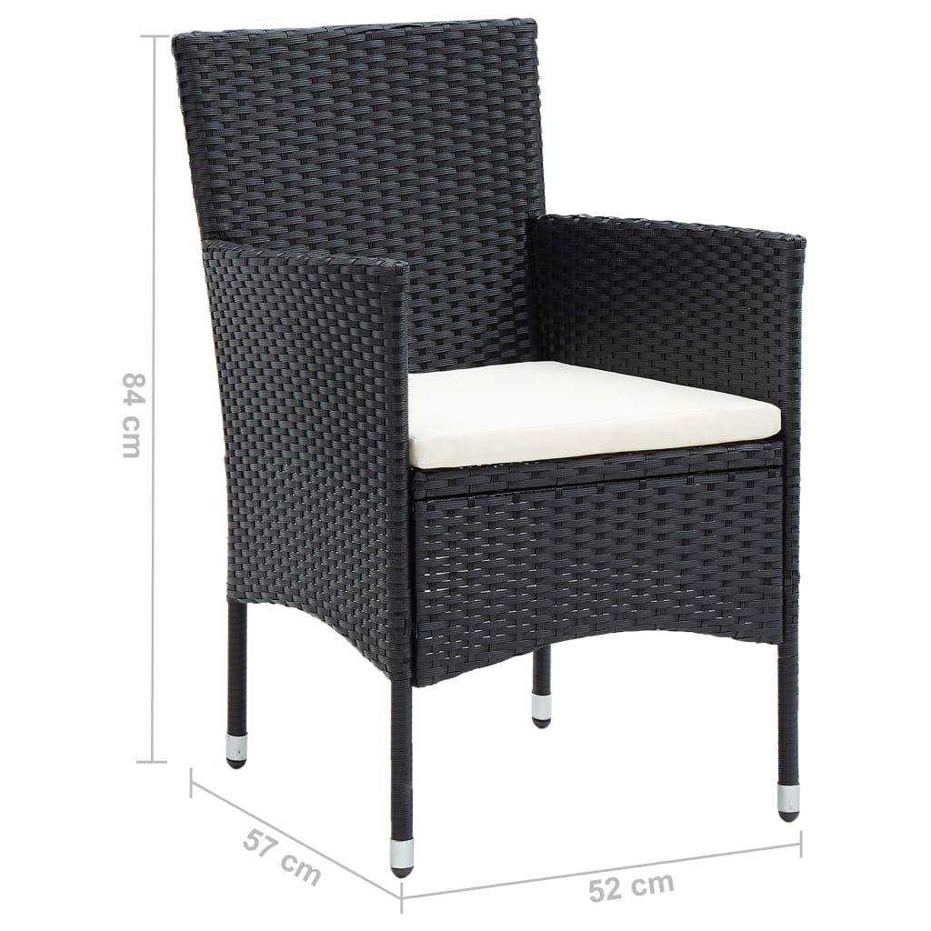 vidaXL Garten-Essstühle 4 Stk. Poly Rattan Schwarz